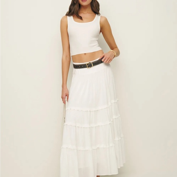 Reformation White Tiered Maxi Skirt - Picture 2 of 5